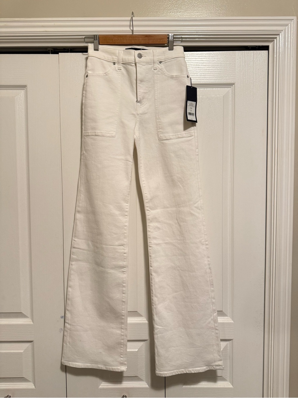 Veronica Beard Cream Wide-Leg High-Rise Jeans